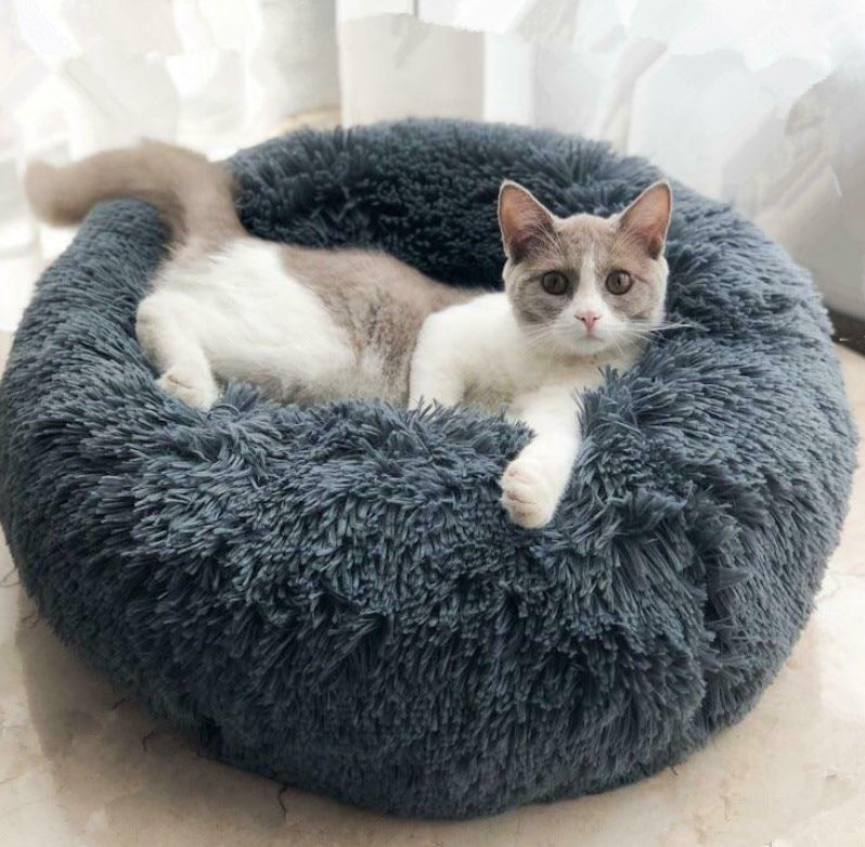 round plush dog bed