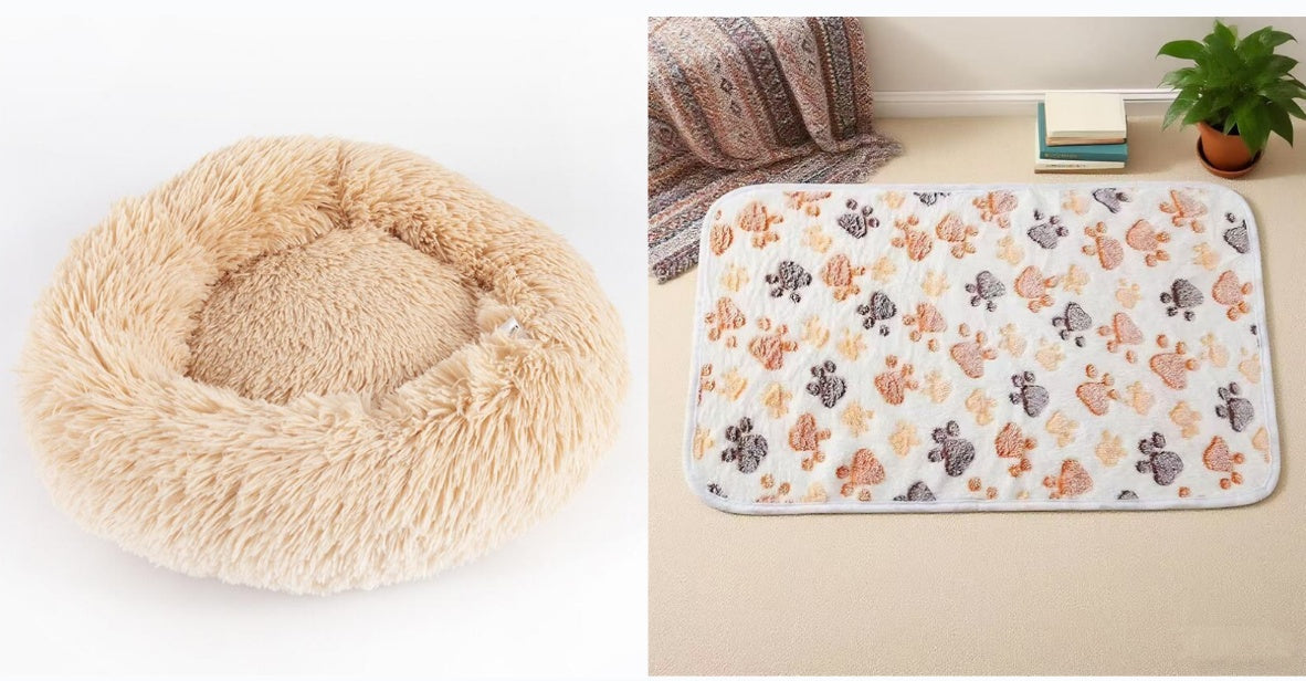round plush dog bed